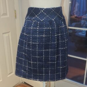 Maeve Anthropology Navy Checkered A-Line Skirt